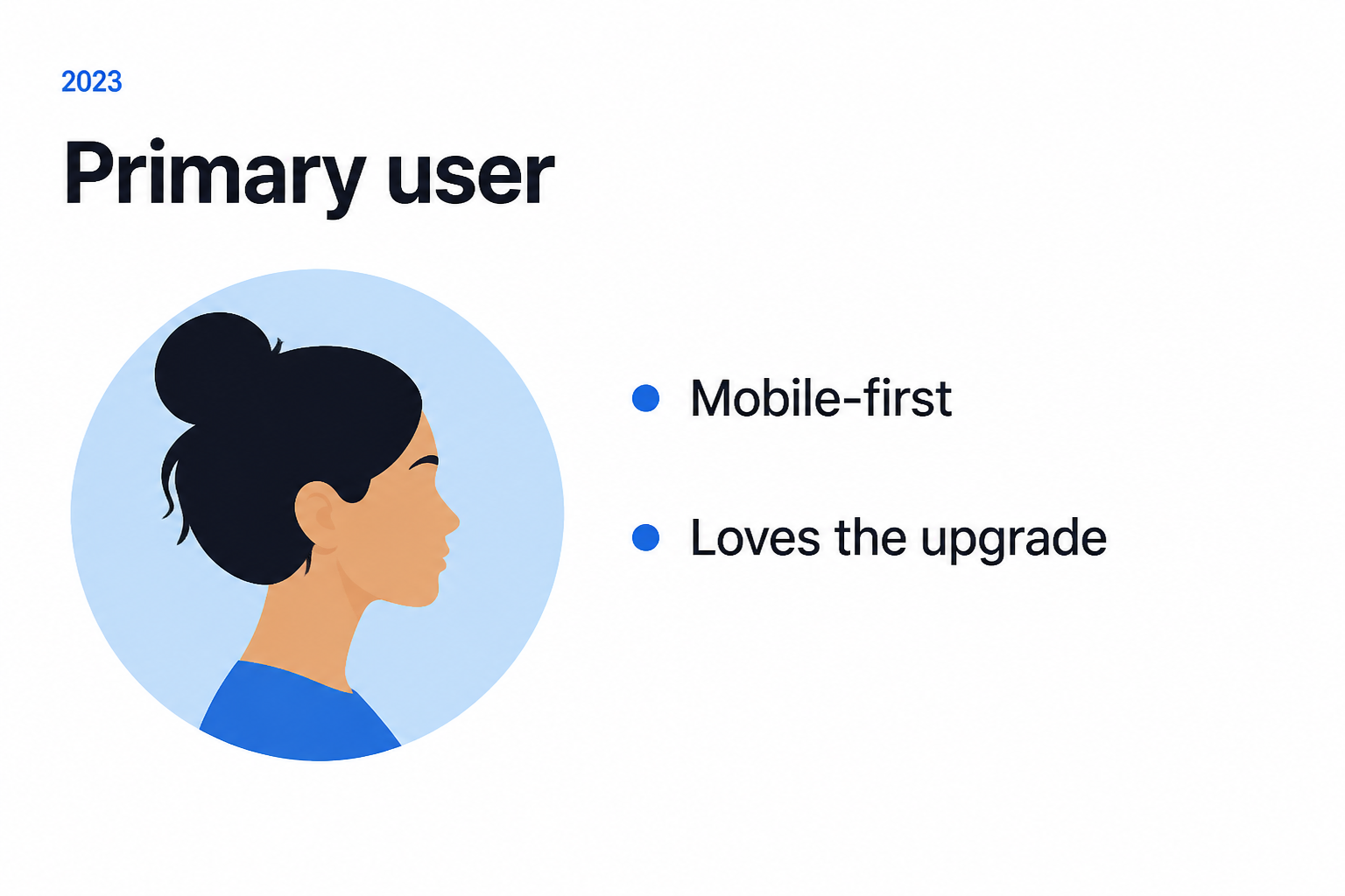 Primary user persona slide written once